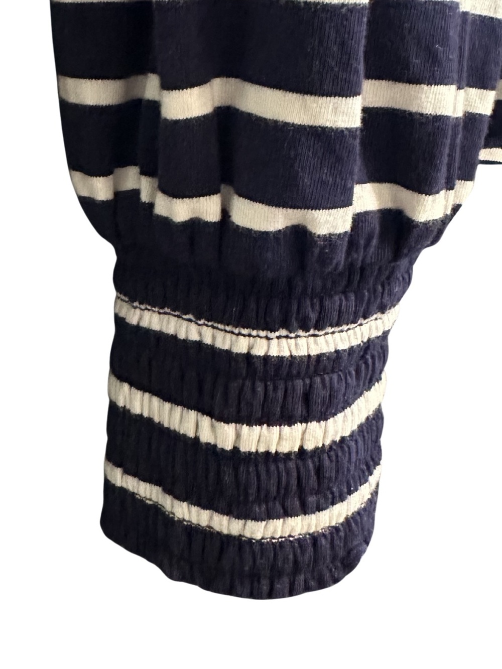LC Lauren Conrad Women’s XL Navy Blue White Striped Long-Sleeve Shirt Top Blouse - Picture 6 of 9